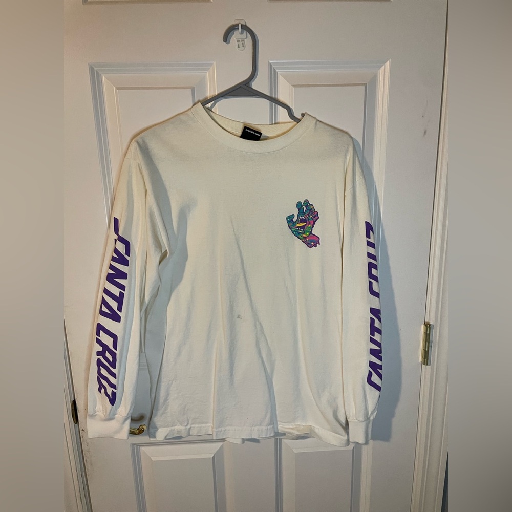 Santa Cruz White Long Sleeve Hand Shirt Size Medium